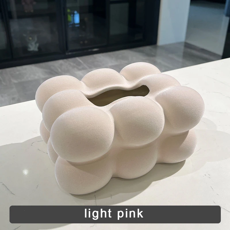 Suede Cotton Candy Tissue Box Ceramic Light Luxury Home Living Room Creative Table Tissue Box Modern Ceramics Tissue Case