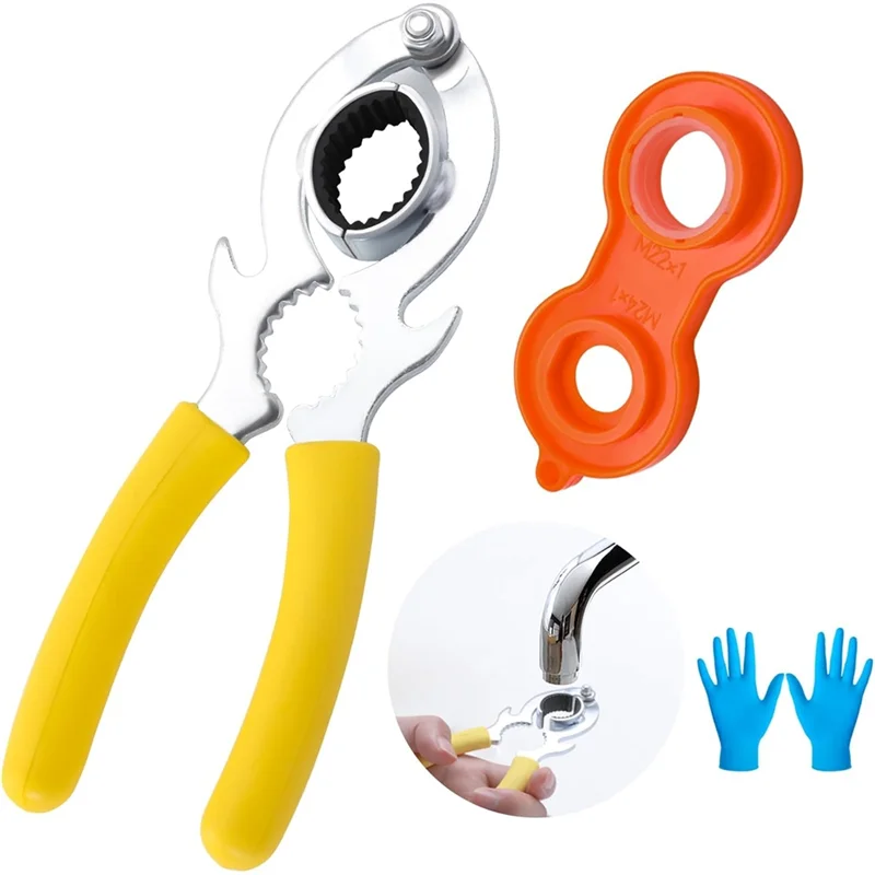 

AB11-ключ для снятия аэратора смесителя для ванной комнаты, набор из 3 предметов с перчатками, набор инструментов для барботера для аэратора для кухонной раковины