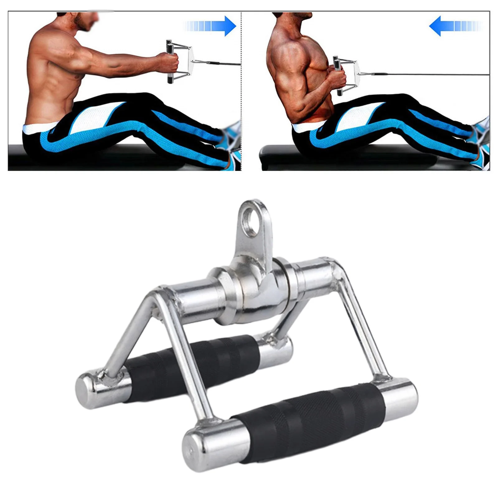 Double D Handle Press Down Cable Attachment Comfortable Pull Down Bar for Home Gym Weight Workout Pull Down Machine Exercise