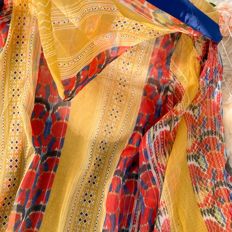 Cardigan a maniche lunghe con stampa in chiffon dolce ricamo da donna Cappotto maglione allentato moda coreana elegante vintage Ins