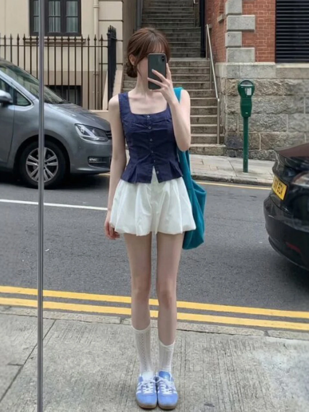 

Retro Gentle Style Vest Top And Half Skirt Two-Piece Set Elegant Summer Fashion Women's Comfortable Breathable Cotton Blend