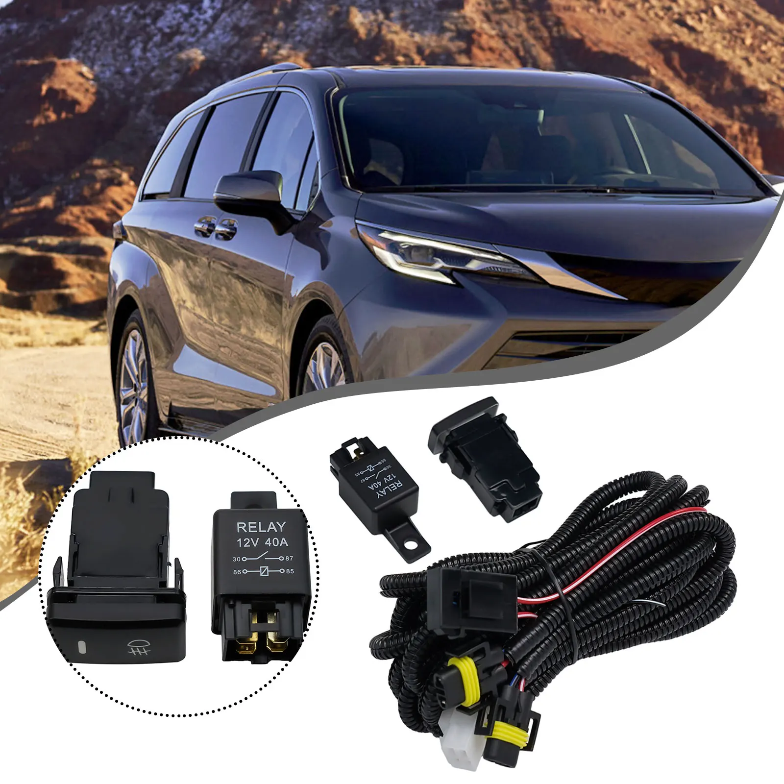 Hot Brand New.high Quality Wiring Harness Button Switch 4-pin Relay ABS Plastic + Pvc Connector Driving Lights