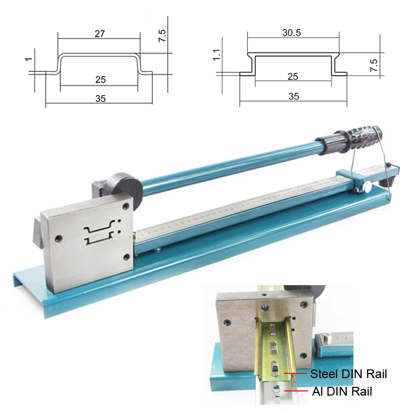 DC-35 Industrial DIY Manual Din Rail Cutter Tool 50CM Ruler Double Groove Slotted Aluminum Alloy Tool Steel 35mm Width