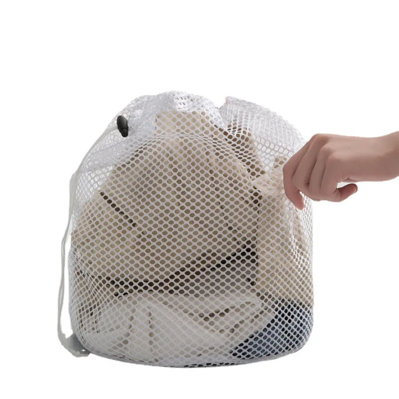 Nylon Mesh Washing Bags Underwear Bra Laundry Bag Basket Household Clean Organizer Drawstring Beam Port Household Cleaning