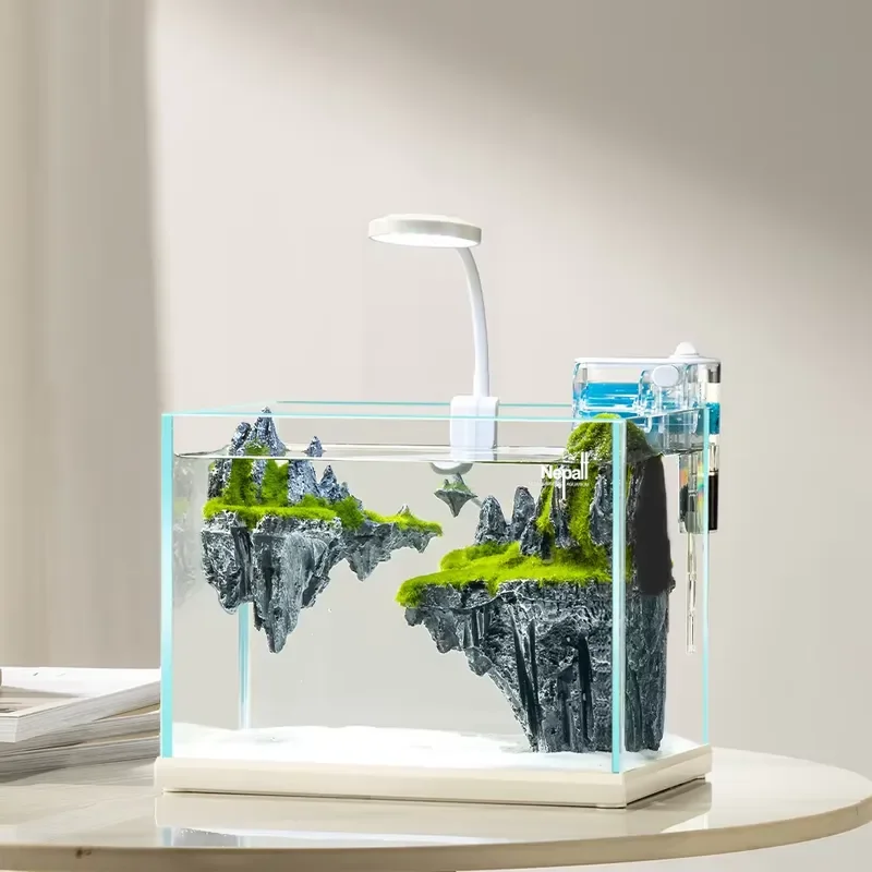 New Design Nepall Small Desktop Goldfish Aquarium Fish tank Living Room Mini Fish tank Aquarium for Home and Office