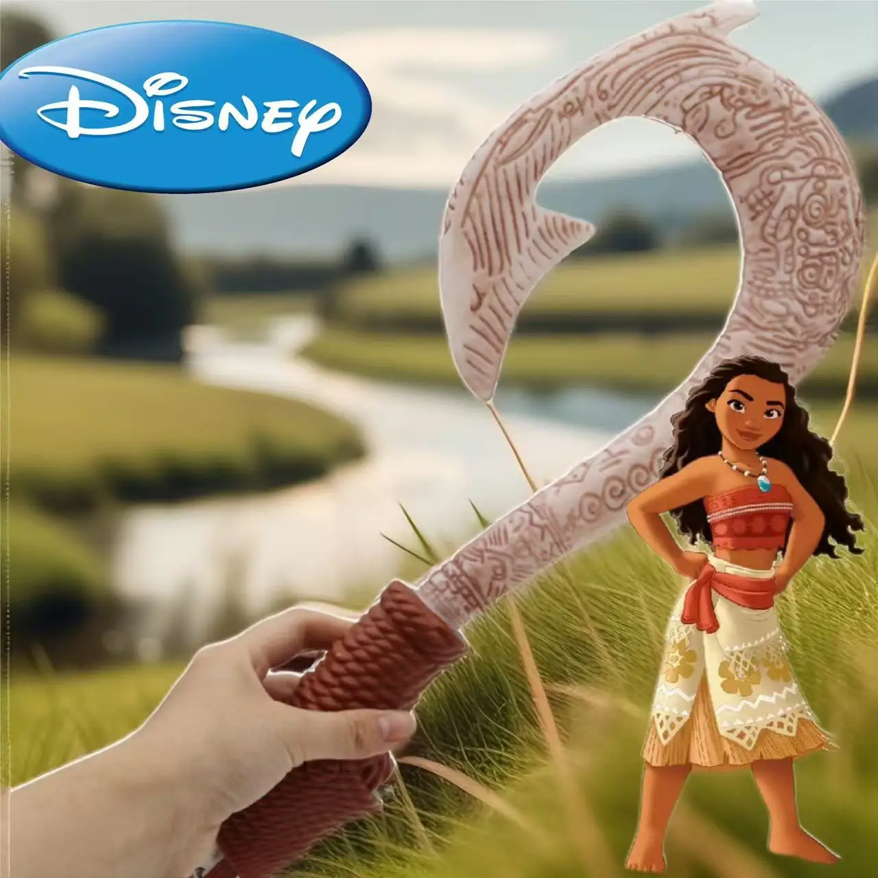 2024 Cosplay Maui Weapon 42cm For kids Moana 2 Ocean Adventure Fish Hook Knife Figure Toy with Light Children Birthday Gift Toys