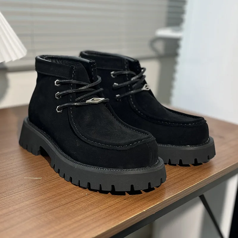 Western Boots Man Platform Ankle Boots Design Shoes Brand High Quality Motorcycle Boots Casual Outdoor Botas Para Hombre 2026 view 5