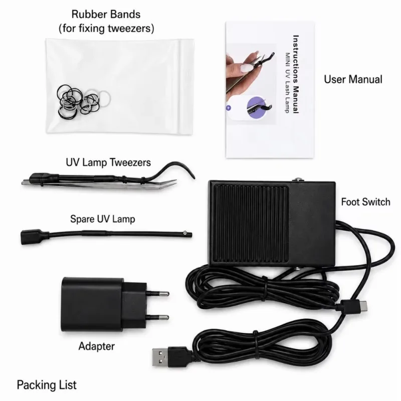Mini UV Eyelash Light Professional Eyelash Extension Curing Light Ultra-lightweight Lengthening Design with Foot Control