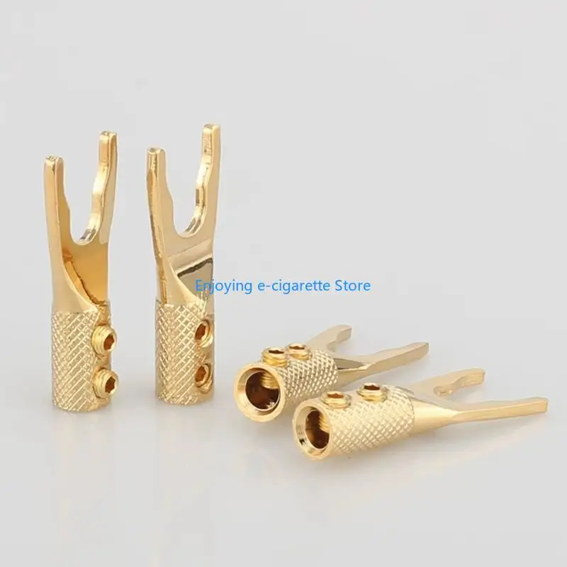 Lautsprecher-Flachstecker mit gerändeltem Y-Gabelende mit strukturiertem Metallgehäuse Y4QF – Detail 4