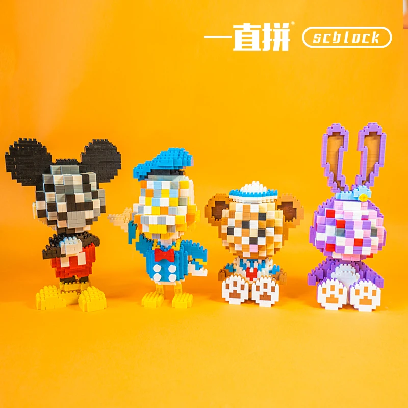 Mosaic Mickey Mouse Micro Building Blocks Pixel Disney StellaLou Duffy Donald Duck Mini Diamond Brick Figures Toys For Kid Gift