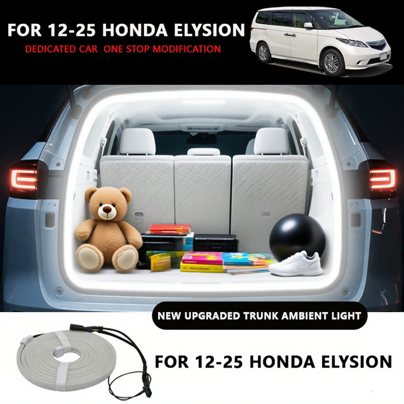 

ДЛЯ 2012-2025 HONDA ELYSION задний багажник, светодиодные полосы, полосы для багажника, внутренняя декоративная лампа, полоса, атмосферный свет для багажа