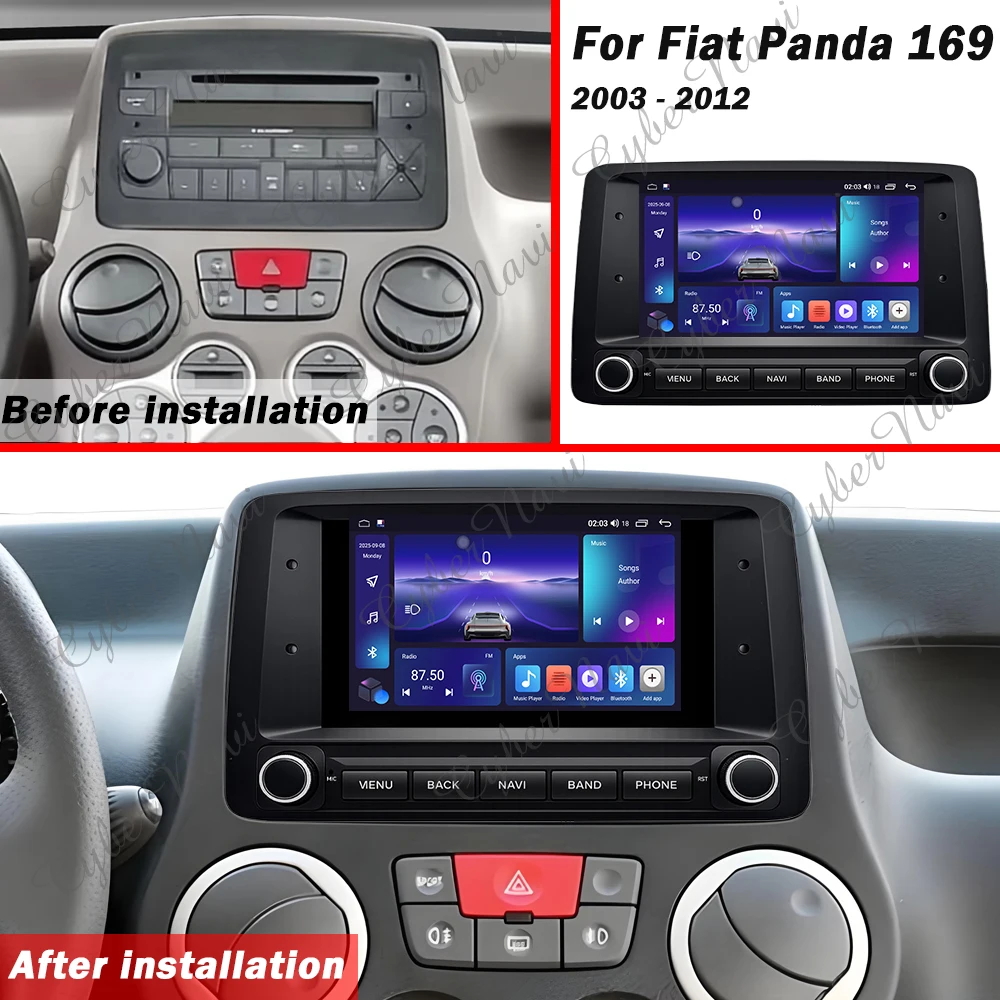 Android Car Radio CarPlay For Fiat Panda 169 2003 2004 2005 2006 2007-2012 GPS Navigation CarPlay Stereo Auto Multimedia Player