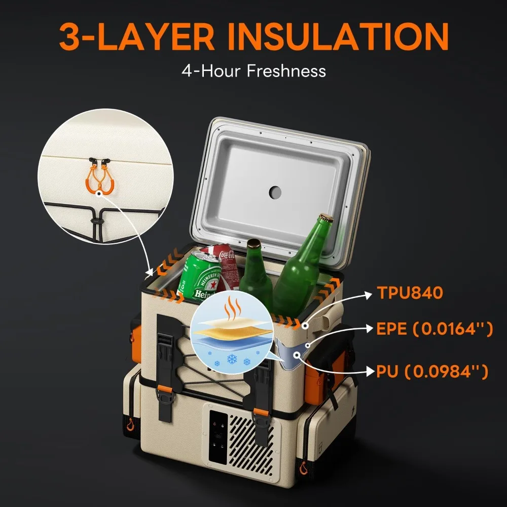 أطقم المطاعم، ثلاجة سيارة 12 فولت، مبرد كهربائي محمول، 20 لتر/21 كيو تي مع بطاريتين U20، -4~68 ℉ السفر #5