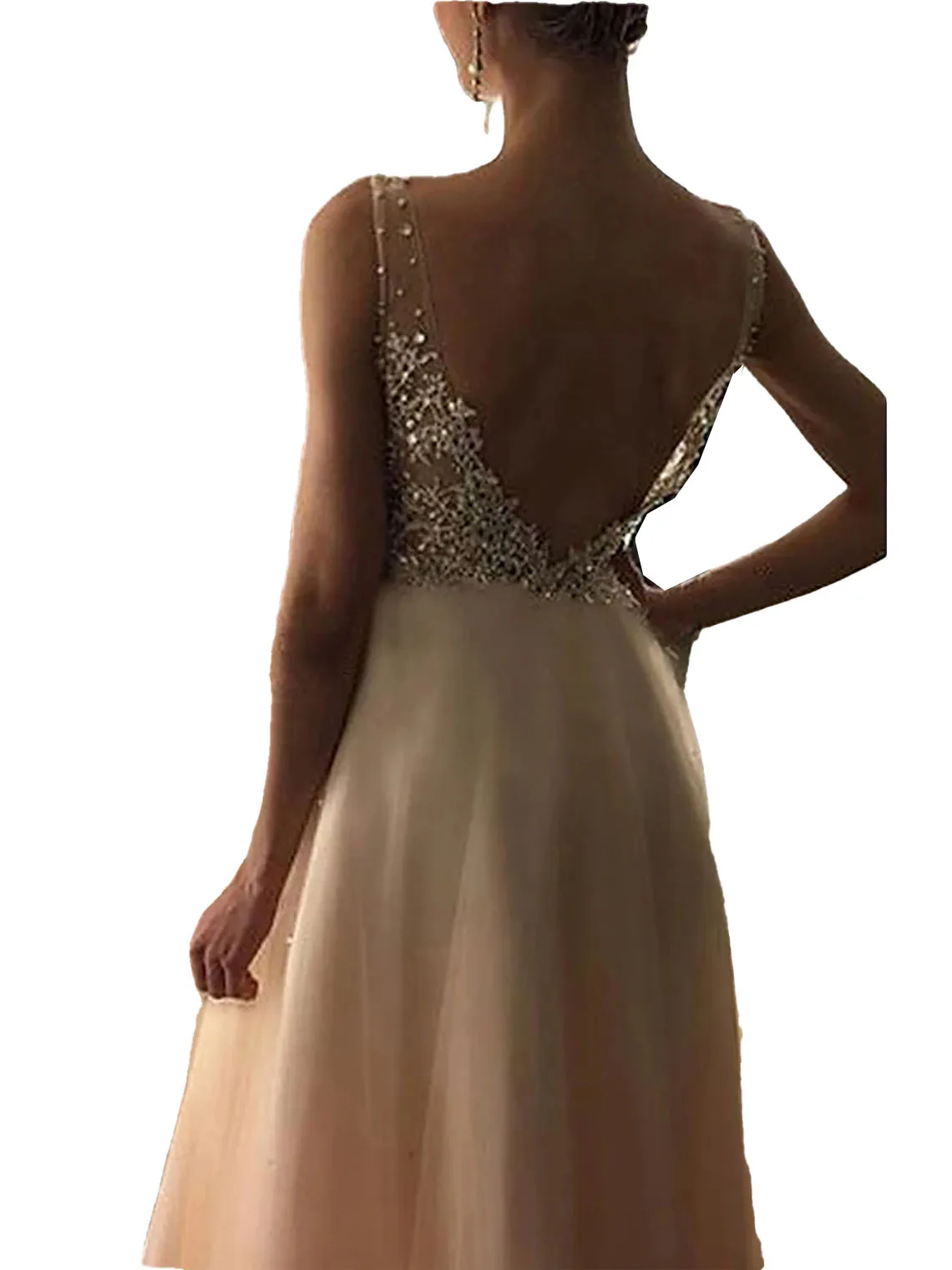 Elegant Fashions A-line Evening Dress Floor Length Sleeveless Tulle Sequins Appliques Wedding Guest Dress 2025 Free Customized