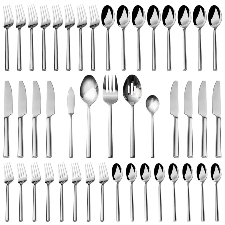 

Potter 45Piece Forged Stainless Steel Flatware Set Cutlery Set,Service for 8,Silver Finish,Dishwasher Safe