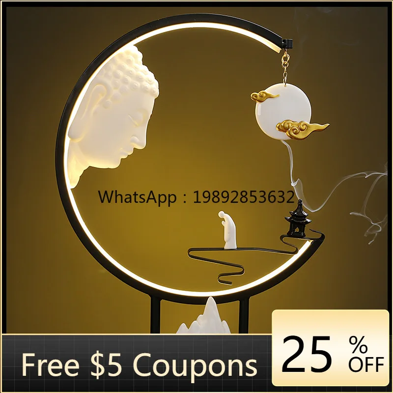 

LYY New Chinese Zen Style Lamp Circle Chang'e Flying to the Moon Creative Backflow Incense Burner Home Living Room Office