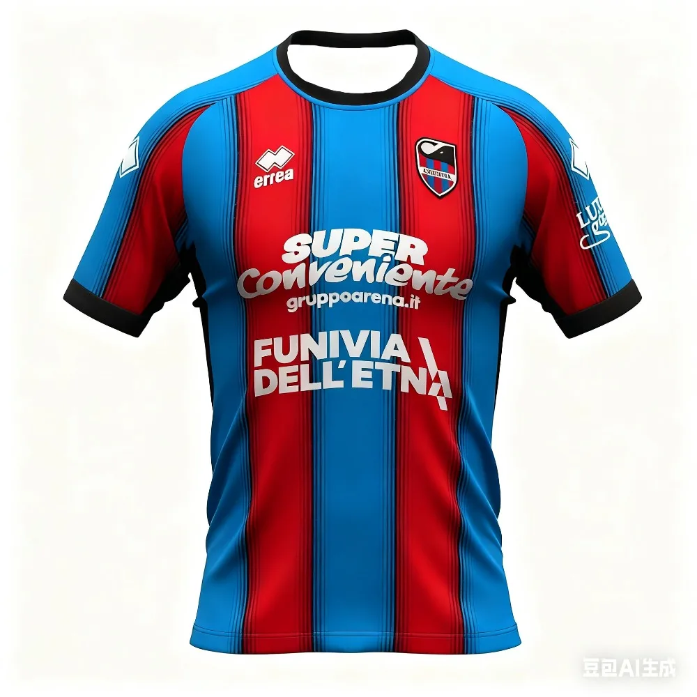 Catania 2025-26 Heimtrikot AI-Anpassungsproduktion 3D-Druck Kurzarm-Fußball Digital Herren- und Damen-Eltern-Kind-Oberteil