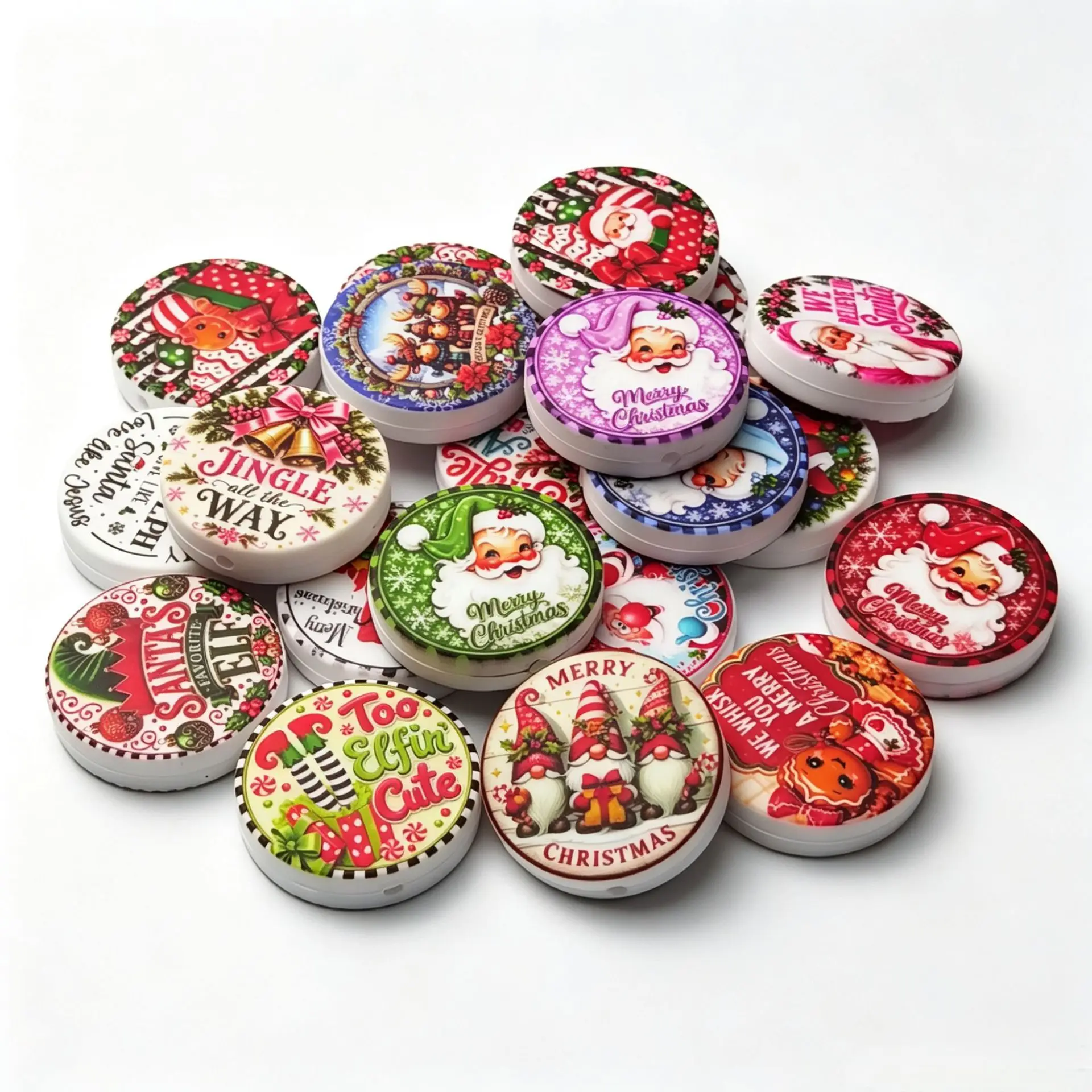 10PCS Christmas Silicone Beads Focal Beads Baby Pendant DIY String Pen Beads Nipple Chain Jewelry Accessories Creative Diy Gifts
