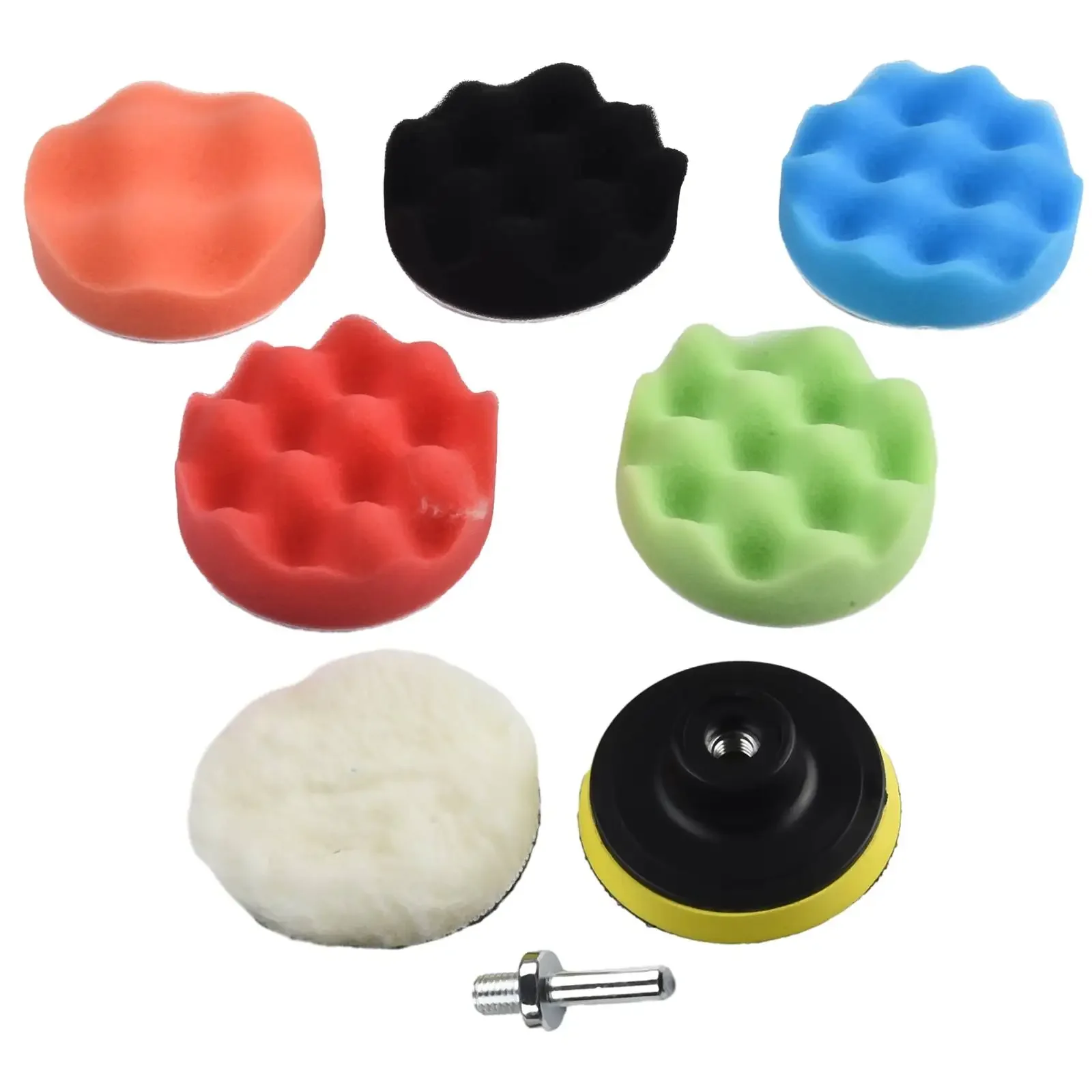 8pcs/set 3inch Buffing Sponge Pad Set Car Polishing Disc 75mm Auto Waxing Sponge Car Polisher Drill Adapter Cleaning Tool