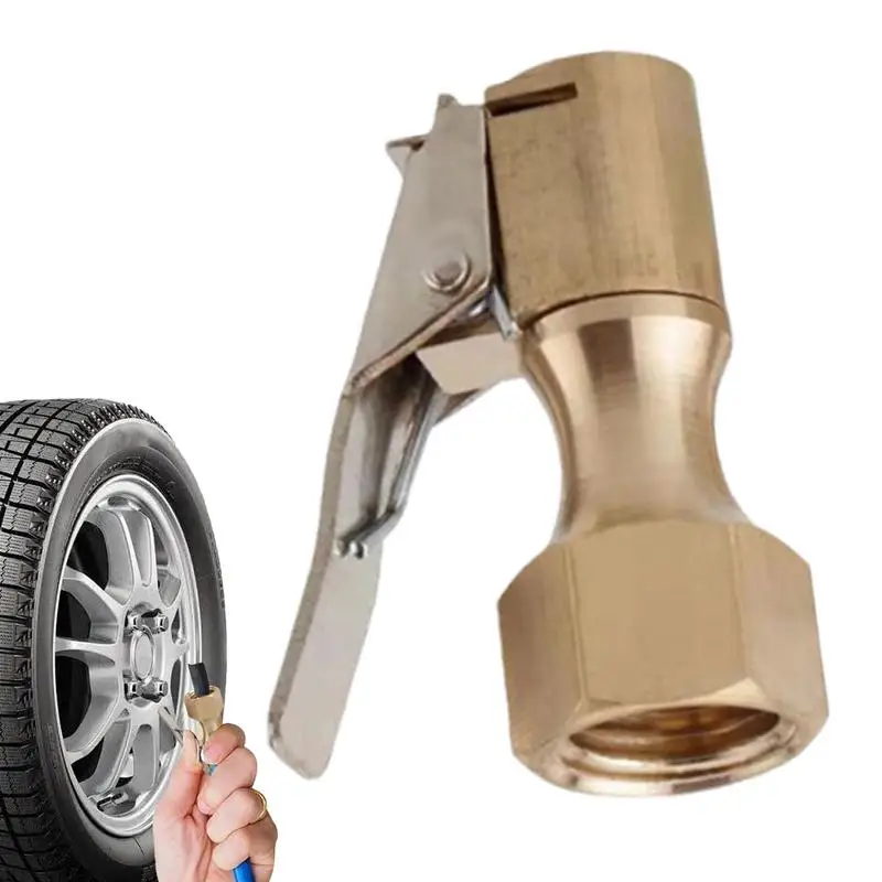 

Car Tire Inflation Chuck 1/4Heavy Duty Copper Locking Air Chuck Tire Inflator Detachable Air Compressor Tire Inflator Attachment
