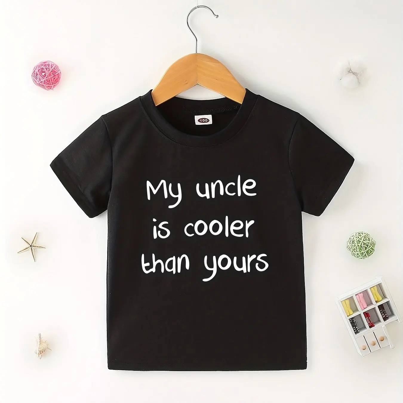 

Summer Kids T-Shirt 100% Cotton with 'My Uncle is Cooler Than Yours' Print - Perfect Boys Girls Casual Wear Comfortable Stylish