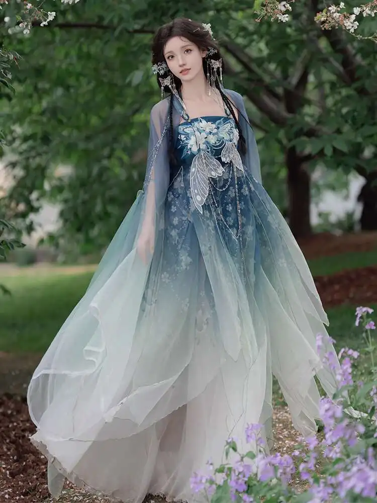 Nuevo Fiesta carnaval Halloween Cos Cosplay Lily Hanfu falda de moda para mujer camisa de manga grande mejorar el bordado de la industria pesada