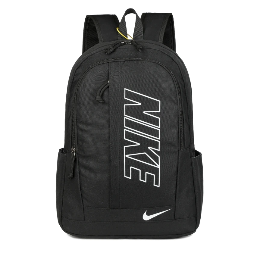 Nike Classic Letter Logo Cremallera y cierre Correa de hombro ajustable Fibra de poliéster Mochila deportiva para hombres y mujeres Negro