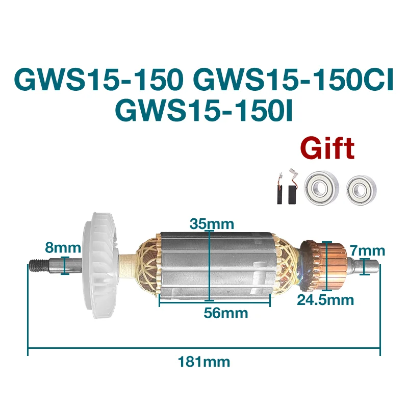 Angle Grinder Stator Coil Anchor Rotor Armature Substituição Acessórios para Bosch Gws15150 Gws14-150 Ac220240v