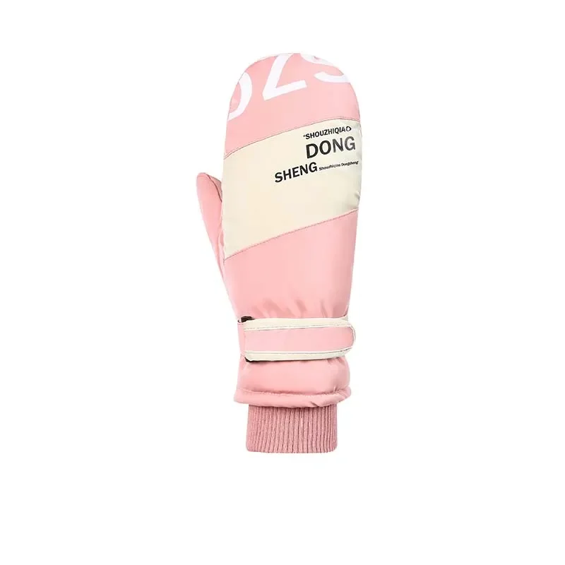 Guantes de esquí sólidos para hombre y mujer, manoplas impermeables a prueba de viento para exteriores, cálidas, de poliéster para nieve y dedos de adulto, invierno, novedad de 2025