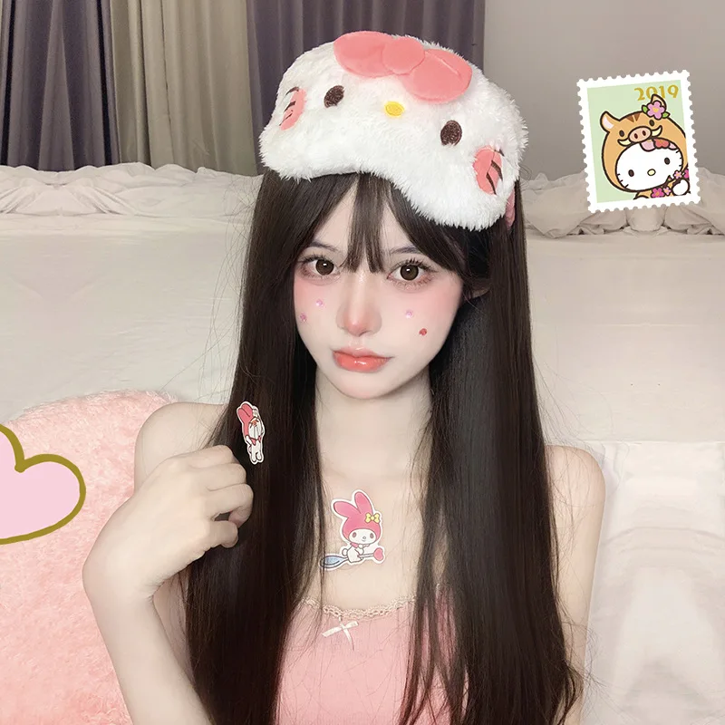 HelloKitty Plush Eye Mask, Cute Cartoon Hairband, Jade Gui Big Ear Dog, Light Blocking Sleep Eye Mask