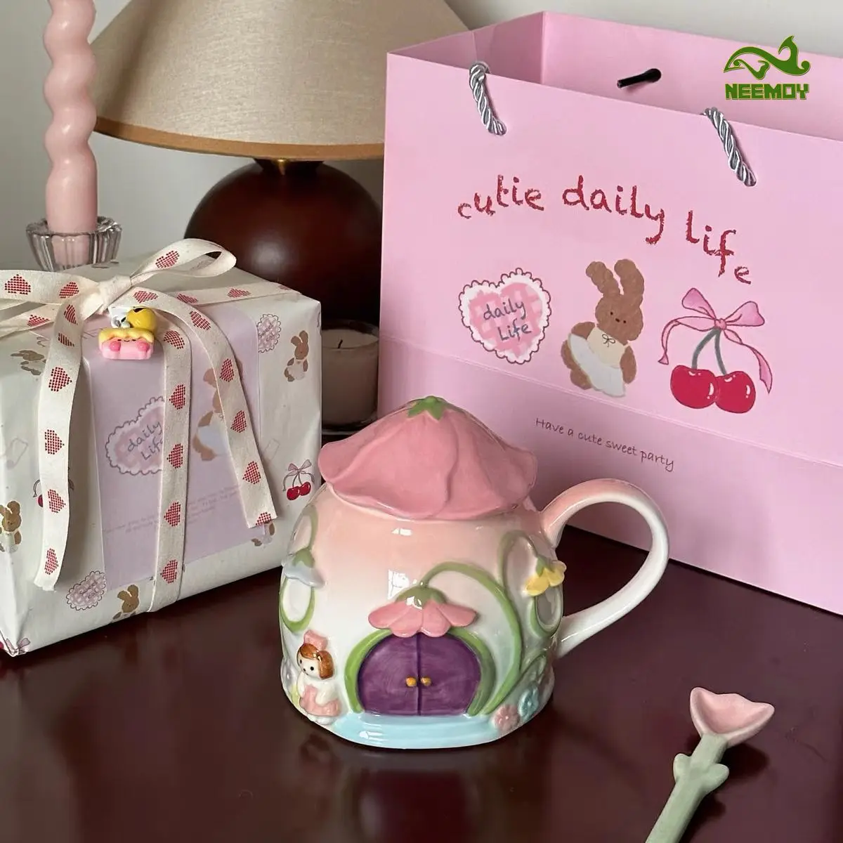Taza de cerámica hecha a mano con tapa, exquisita taza de café con asa, juego de bebidas de oficina, suministros para restaurante y Hotel