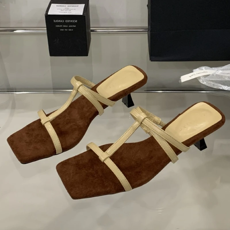 مثير ساحة تو T-تعادل النساء الصنادل الصيف المفتوحة تو الصنادل الشريحة جوفاء كعب رقيقة مريحة أحذية مصممين عادية #3