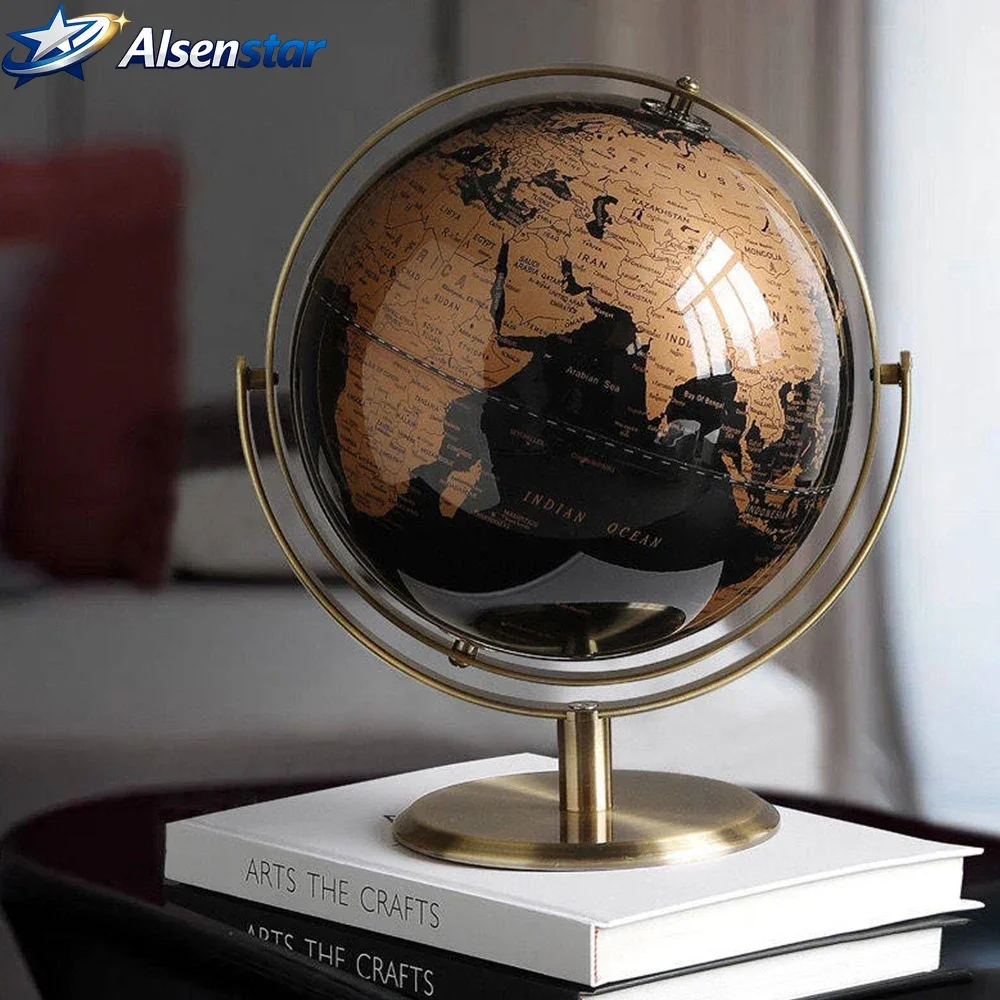 Home Decor Accessories Retro World Globe Modern Desktop Globe Geography Creative Learning Map For Kids Education Red Gold 2 Size