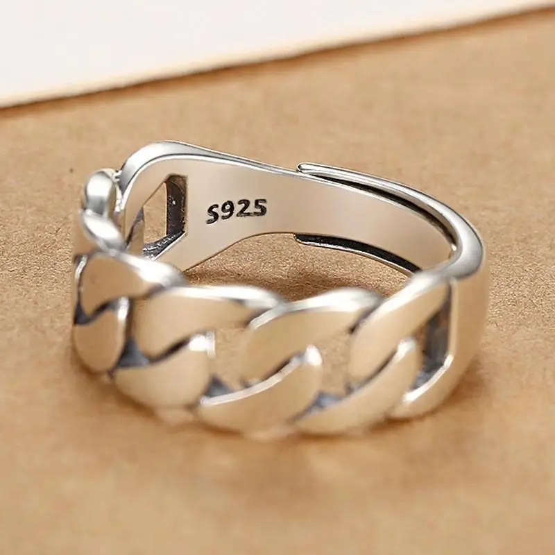 925 Sterling Zilveren Ketting Knoop Ring Voor Vrouwen Wrap Brede Band Rock Geometrie Punk Sieraden Gift Groothandel Dropshipping