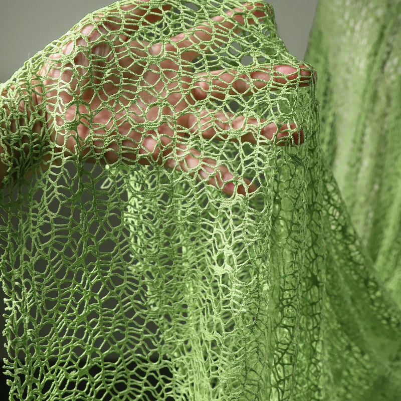 Avocado Green Hollow Mesh Gauze Irregular Winding Texture Creative Dress DIY Clothing Decorative sewing Fabric