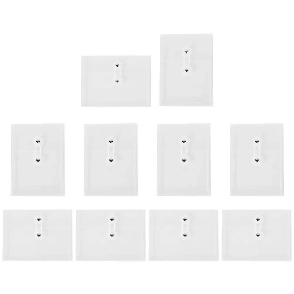 

10Pcs A6 Clear File Pockets with Rope Wrap Button Closure Transparent Document Organizer for School Office Receipts Bills