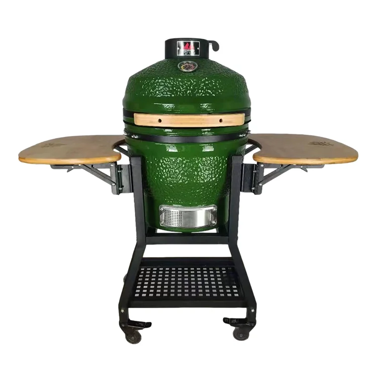 18inch KIMSTONE KimBer Series Green Stone Pattern Kamado Grill with Square Tube Iron Stands Using in Household Luxury Grill