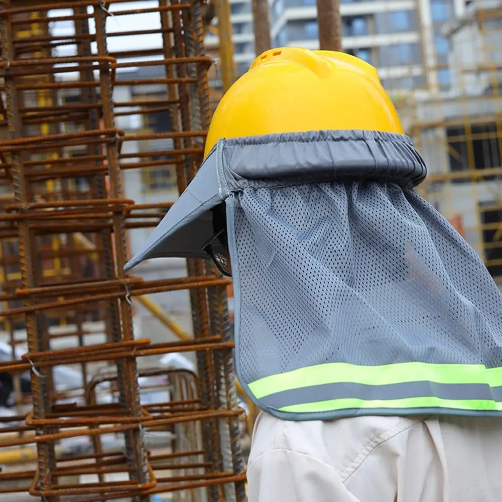 Breathable Reflective Hat Brim Netting UV Protection Safety Helmet Sunshade Block The Sun Light Weight Reflective Neck Shield