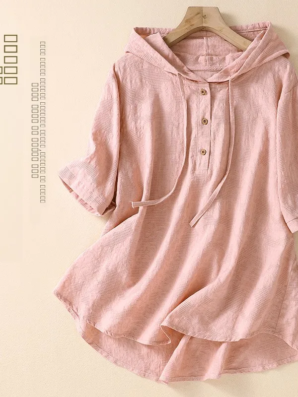 

Хлопково-льняная вышитая футболка-худи для женщин, летняя, тонкая, дышащая, больших размеров, для полных женщин