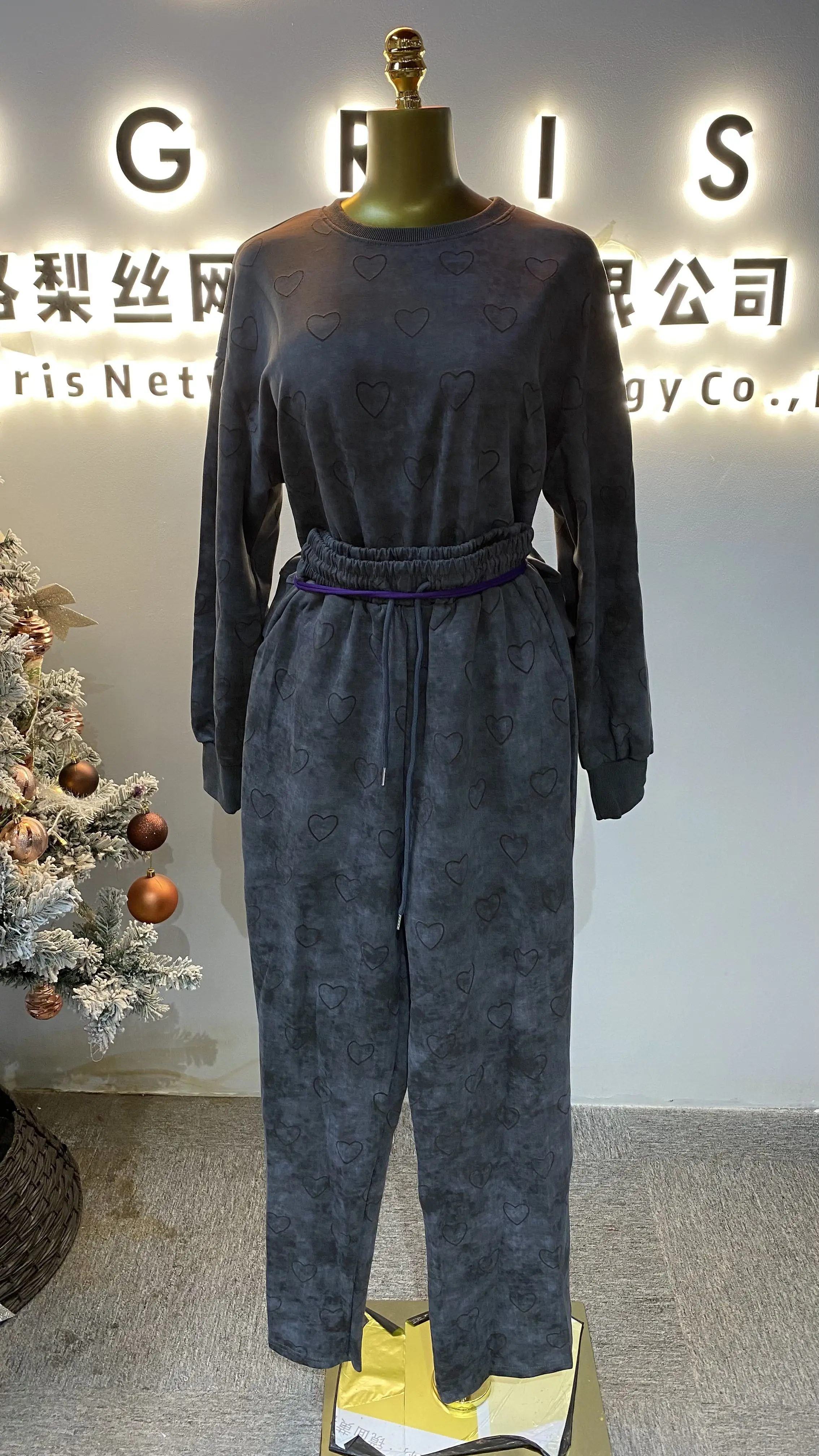 

General sportswear plus size terry cloth zip-up hoodie with elastic waist jogging pants casual set-GZXX017