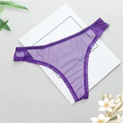 Women's Transparent Thong Ladies Mesh T-Back T-String Panties Sexy Solid Color Low Waist Seamless Lace Underwear Female Lingerie