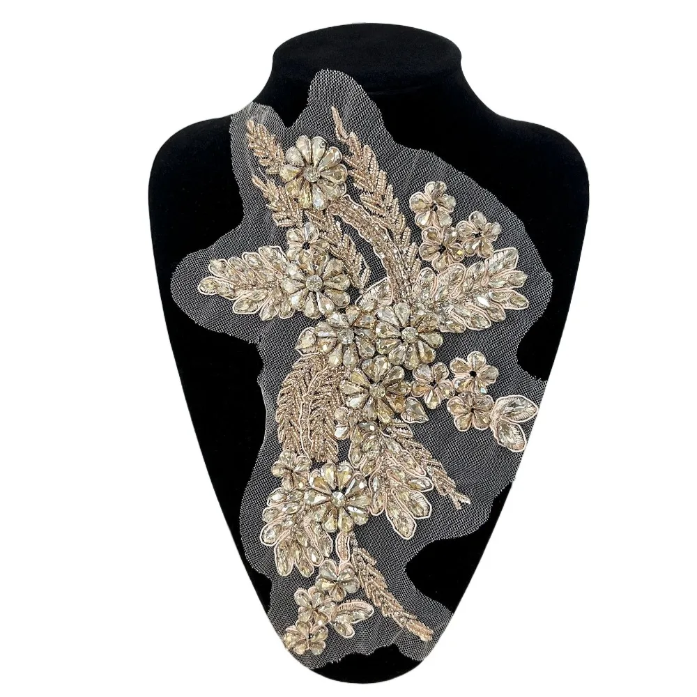 

Clothes Accessory Lace Fabric Rhinestones Embroidery Applique Handmade DIY Crafts Cloth Patch Sequin Cloth Applique Sewing