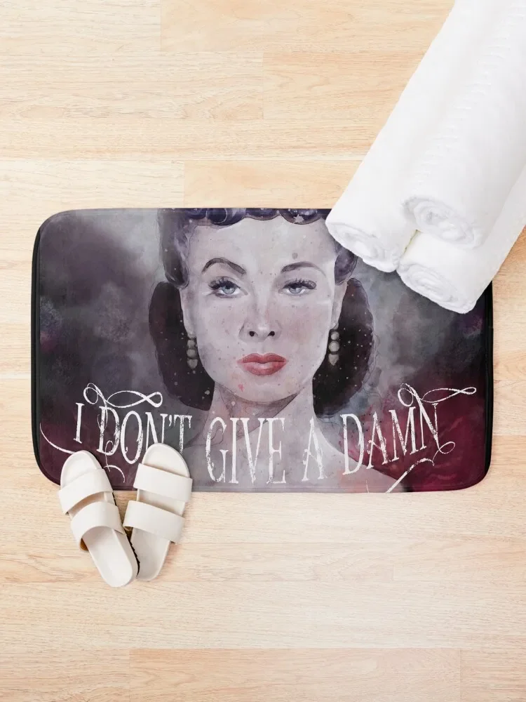 Gone With The Wind quote I don't give a damn Scarlett O'Hara Watercolor Bath Mat Non-Slip Bathroom Bath Rugs Bathroom Floors Mat