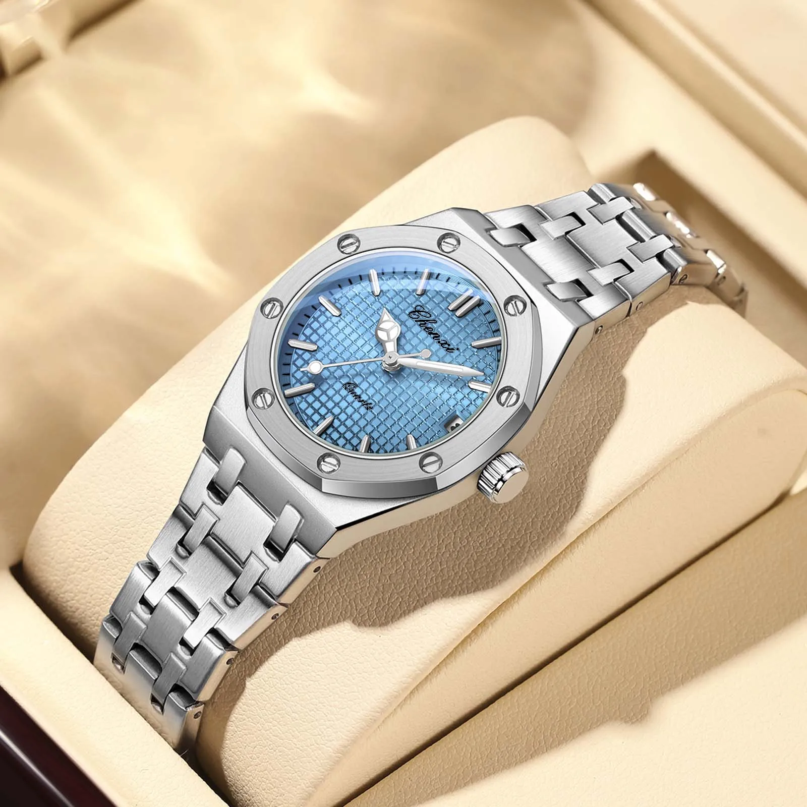 CHENXI  Fashionable Classic Wristwatch Waterproof Luminous Calendar Quartz Stainless Steel Watches for Woman Relojes Para Damas