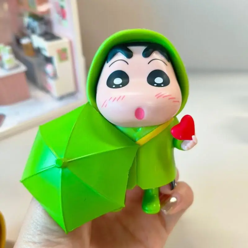 Crayon Shin Chan Raincoat Shin Chan Figure Blind Box Desktop Car Decor Anime Peripheral Collectible Ornament Birthday Present