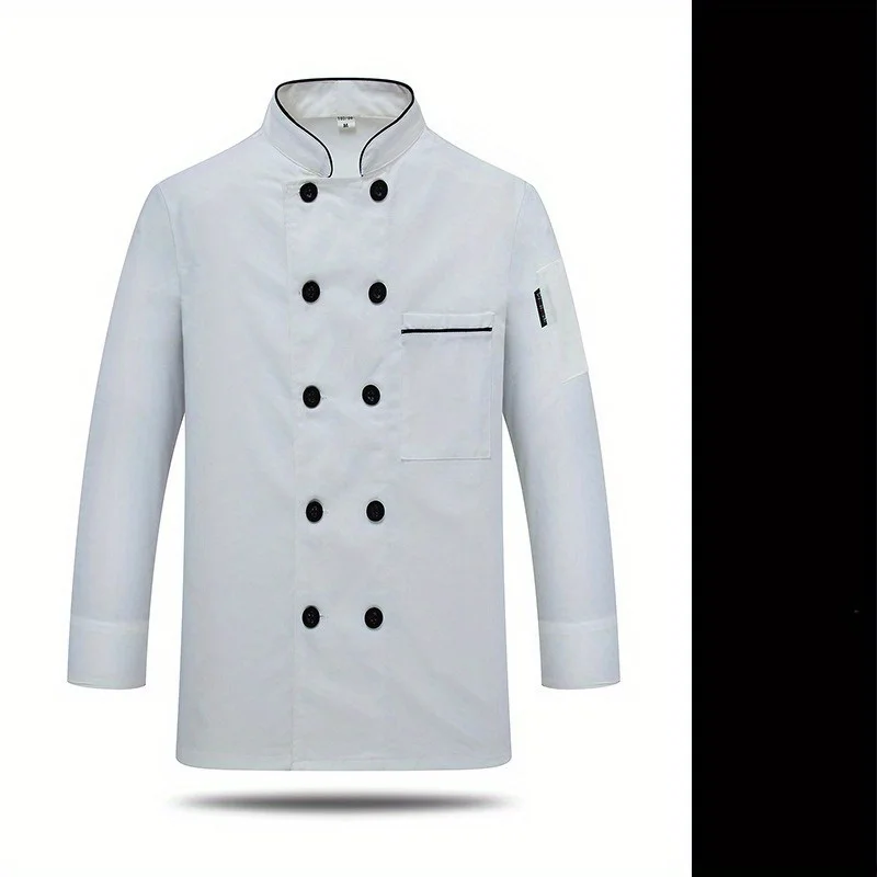 Chef's Work Uniform Men's Short Sleeved Summer Breathable Solid Color Catering Restaurant Cafeteria  Uniform Long Sleeved