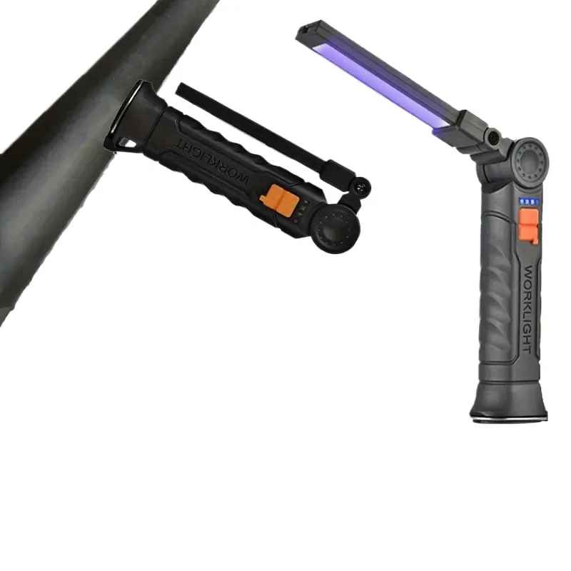 1pc Rechargeable LED Flashlight with UV Curing Lamp Portable Work Light with Bottom Magnet 395nm for Universal Use