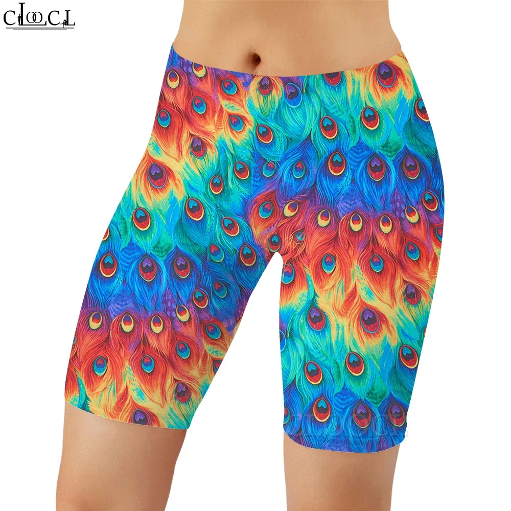 CLOOCL Frauen Legging Pfauenfeder Malerei Muster 3D Gedruckt Shorts für Weibliche Gym Workout Sport Push-up Sexy Leggings