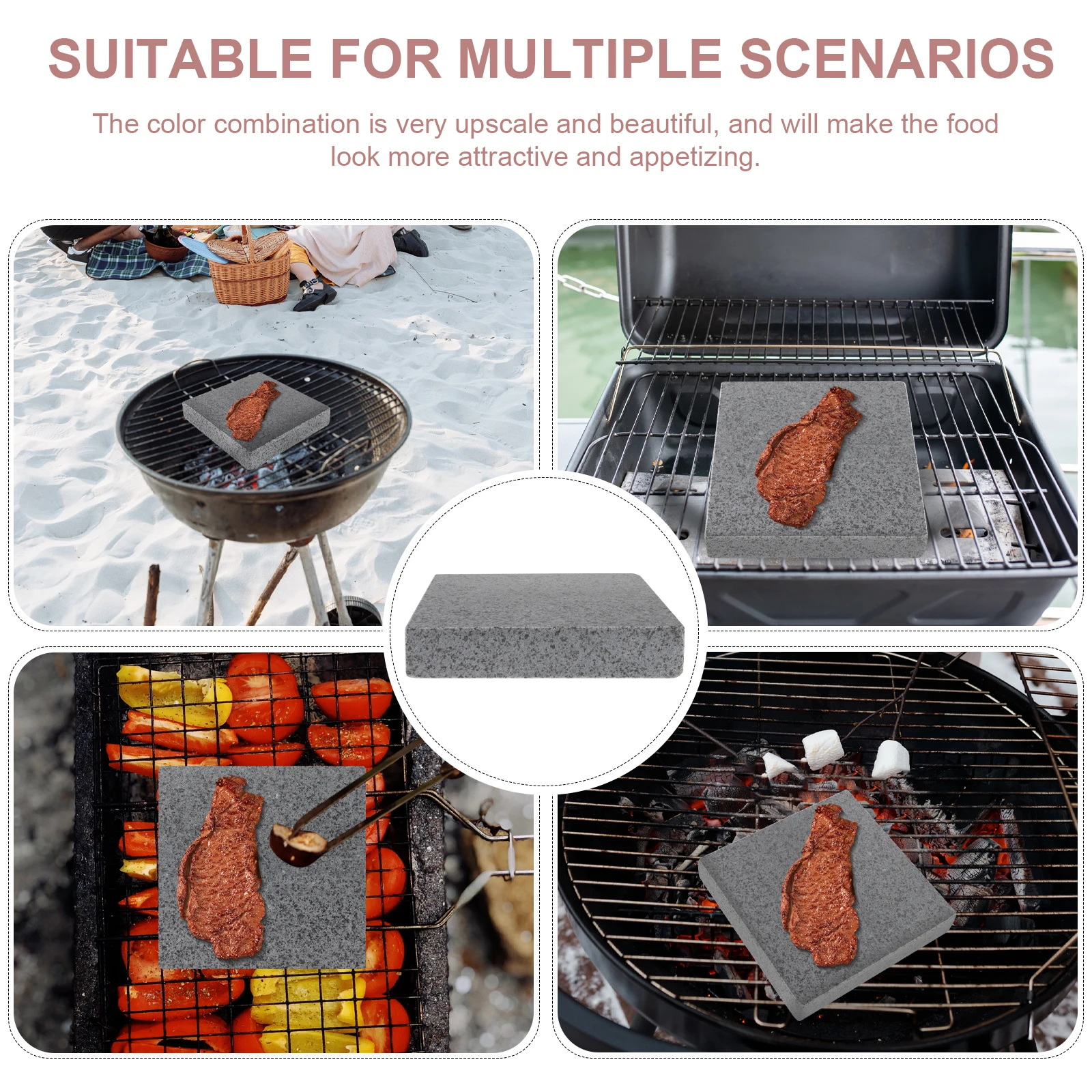 

Rock Slab BBQ Tray Durable H y Cafeteria Sashimi Serving Plate Decorative Reusable Multi function Food Platter Party Buffet