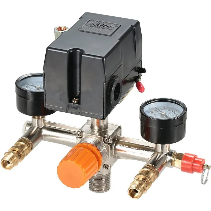 Pressure Switch Manifold Regulator Gauges Air Compressor Pressure Switch Control Valve 90-120PSI (Horizontal Switch)